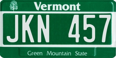 VT license plate JKN457