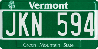 VT license plate JKN594