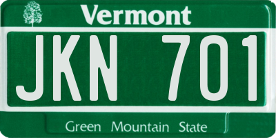 VT license plate JKN701