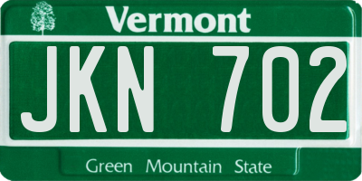 VT license plate JKN702