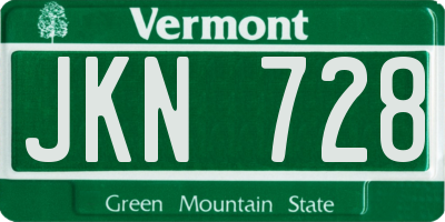 VT license plate JKN728