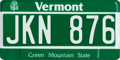 VT license plate JKN876