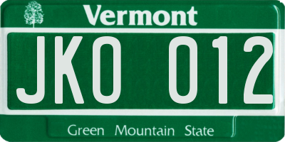 VT license plate JKO012