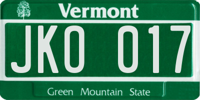 VT license plate JKO017