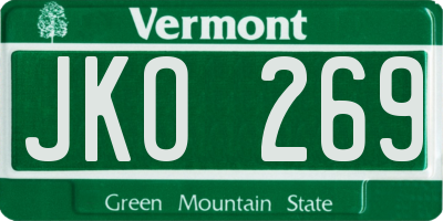 VT license plate JKO269