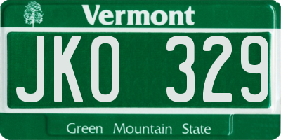 VT license plate JKO329