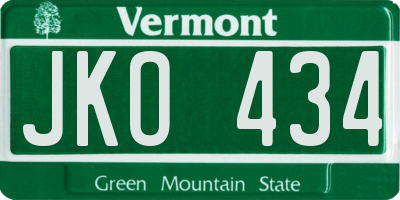 VT license plate JKO434