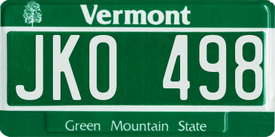VT license plate JKO498