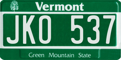 VT license plate JKO537