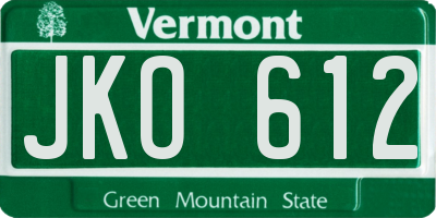 VT license plate JKO612