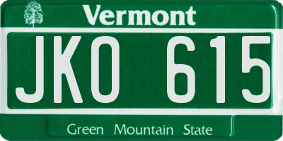 VT license plate JKO615
