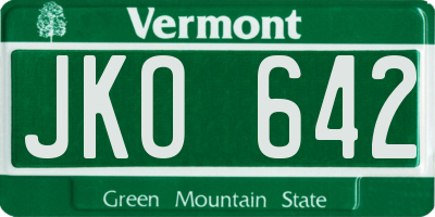 VT license plate JKO642