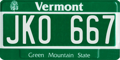 VT license plate JKO667