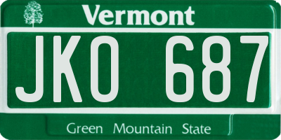 VT license plate JKO687