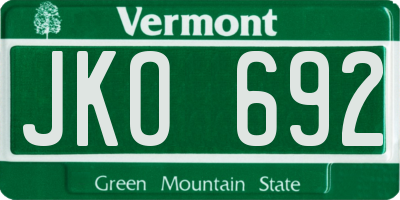 VT license plate JKO692