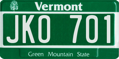 VT license plate JKO701