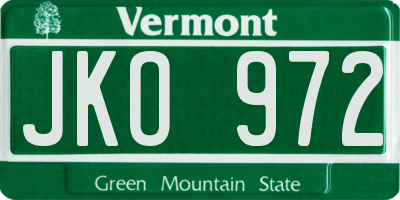 VT license plate JKO972