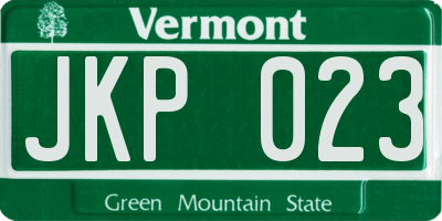VT license plate JKP023