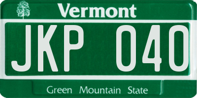 VT license plate JKP040