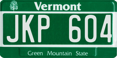 VT license plate JKP604
