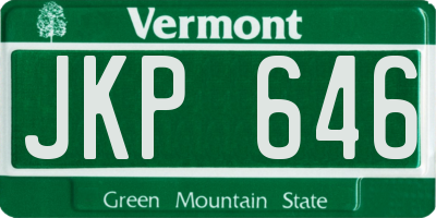 VT license plate JKP646