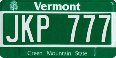 VT license plate JKP777