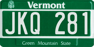 VT license plate JKQ281