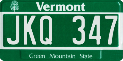 VT license plate JKQ347