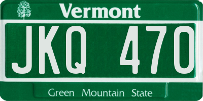 VT license plate JKQ470
