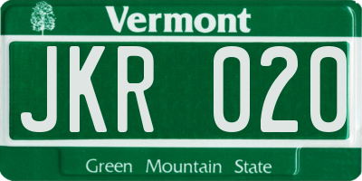 VT license plate JKR020