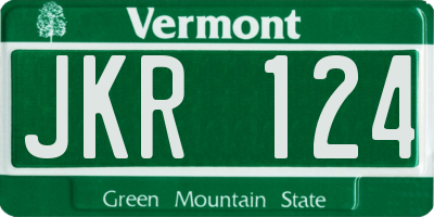 VT license plate JKR124