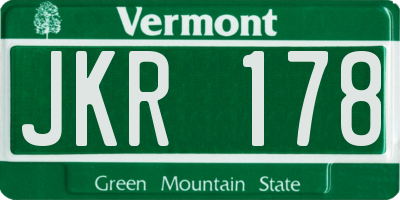VT license plate JKR178