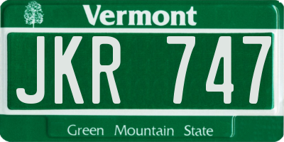 VT license plate JKR747