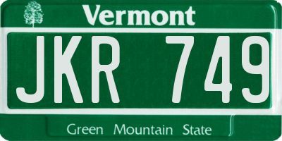 VT license plate JKR749