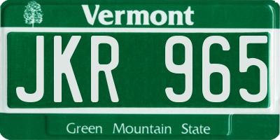 VT license plate JKR965