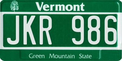 VT license plate JKR986