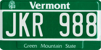 VT license plate JKR988