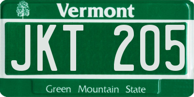 VT license plate JKT205
