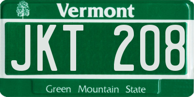 VT license plate JKT208