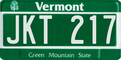 VT license plate JKT217
