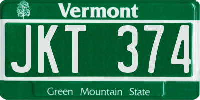 VT license plate JKT374