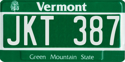 VT license plate JKT387