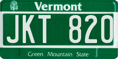 VT license plate JKT820