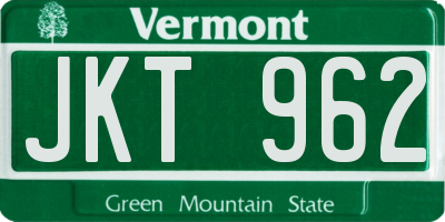 VT license plate JKT962