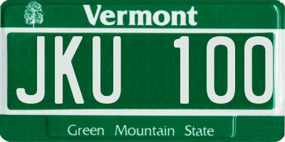 VT license plate JKU100