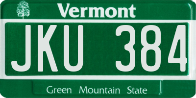 VT license plate JKU384