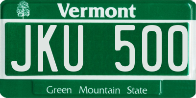VT license plate JKU500