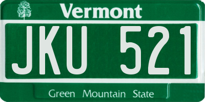 VT license plate JKU521