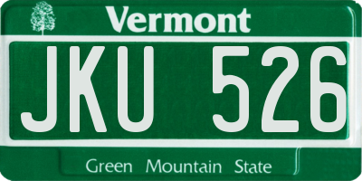 VT license plate JKU526