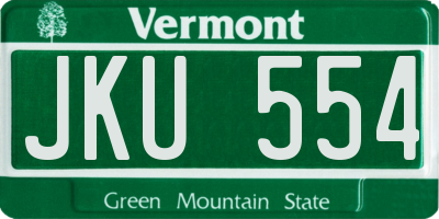 VT license plate JKU554